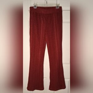 No Boundaries Burgundy Ribbed Flare Pants